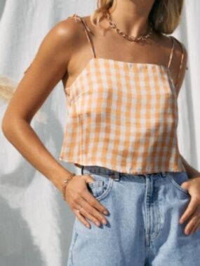 Plaid Crop Tope Tie Straps (NWT)